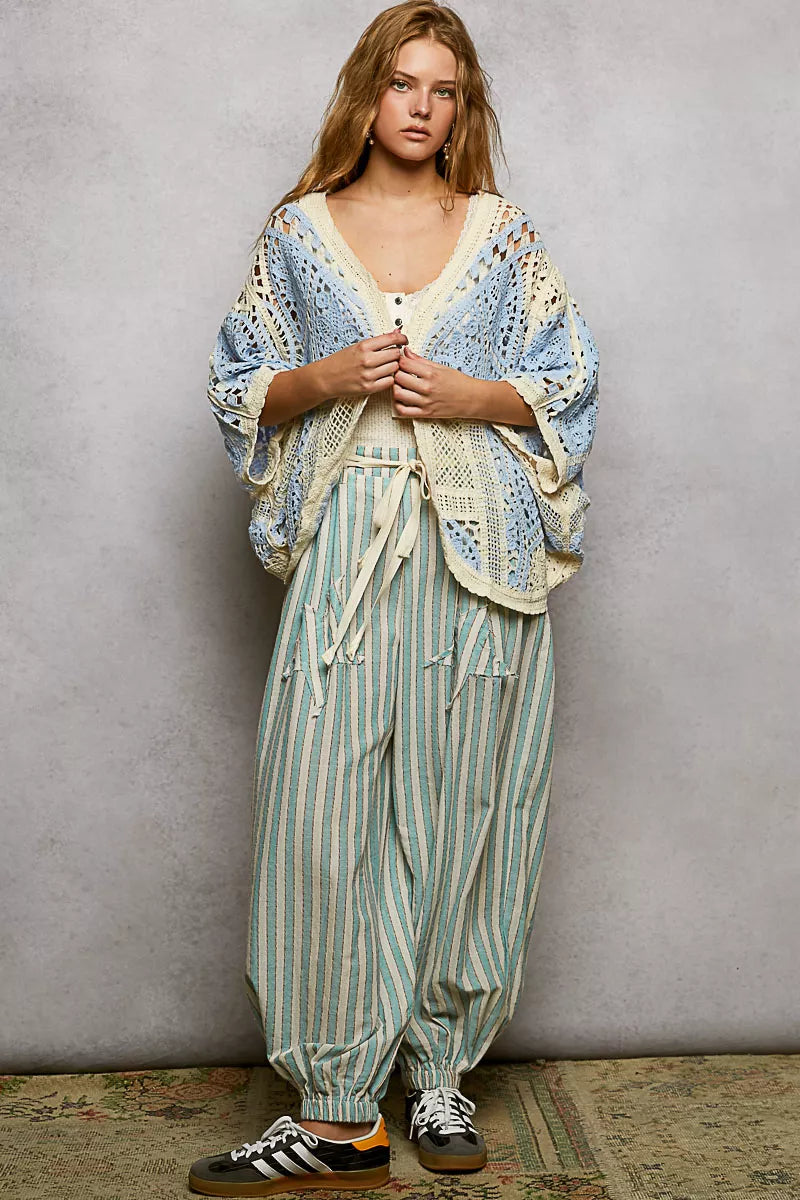 POL Open Front Crochet Cardigan with Scalloped Edge Boho Chic - NeoKira Unlimited