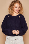 POL Cable Knit Cutout Long Sleeve Sweater Sweater Trendsi   