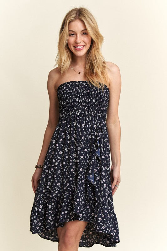 ADORA Smocked Floral Tube Dress with Pockets - NeoKira Unlimited