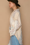 POL Oversize Lace Button-Down Shirt Shirt Trendsi   