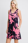 Heimish Full Size Floral V-Neck Tank Dress with Pockets Mini Dress Trendsi   