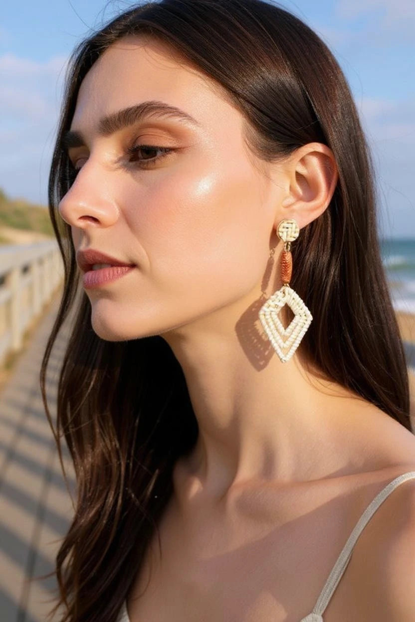 Boho Rattan Woven Hoop Drop Earrings – Lightweight Geometric Statement - NeoKira Unlimited