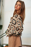 Crochet Patchwork Round Neck Pullover Sweater Top  Davi & Dani   