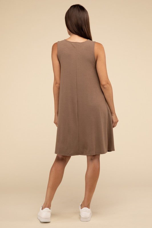 ZENANA Sleeveless Flared Slip Summer Dress with Side Pockets - NeoKira Unlimited