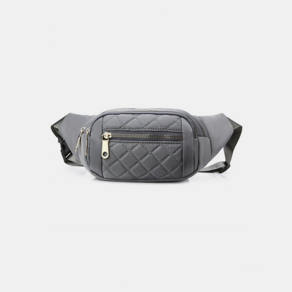 Zenana Quilted Multi Pocket Waist Belt Bag Fanny Packs Trendsi Grey One Size 