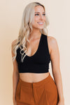 Eco Chic Ribbed Harmony Crop Top Top Leto Collection XS/S Black 