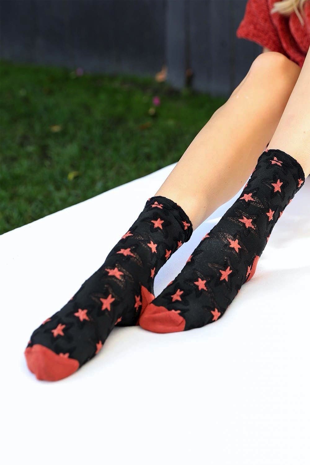 Eco-Friendly Star Design Socks Socks Leto Collection Black  