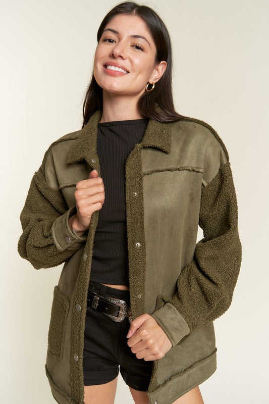 Jade By Jane Plus Size Faux Fur Suede Oversized Jacket | Cozy Luxe Layer - NeoKira Unlimited