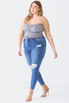 Zenobia Plus Size Drawstring Smocked Floral Tube Top Top Trendsi   