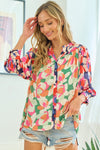 First Love Full Size Floral Button Down Satin Shirt Shirt Trendsi   