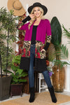 Celeste Full Size Color Block Open Front Cardigan Cardigan Trendsi   