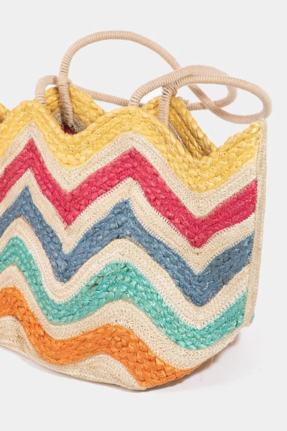 Fame Wavy Rainbow Straw Tote Bag - NeoKira Unlimited
