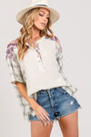 SAGE + FIG Plaid Half Button Gauze Top Top Trendsi   