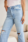 RFM Full Size Tummy Control High Waist Raw Hem Distressed Jeans Jeans Trendsi   