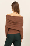 HYFVE Fuzzy Off Shoulder Textured Knit Top Top Trendsi   