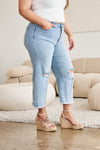 RFM Full Size Tummy Control High Waist Raw Hem Distressed Jeans Jeans Trendsi   