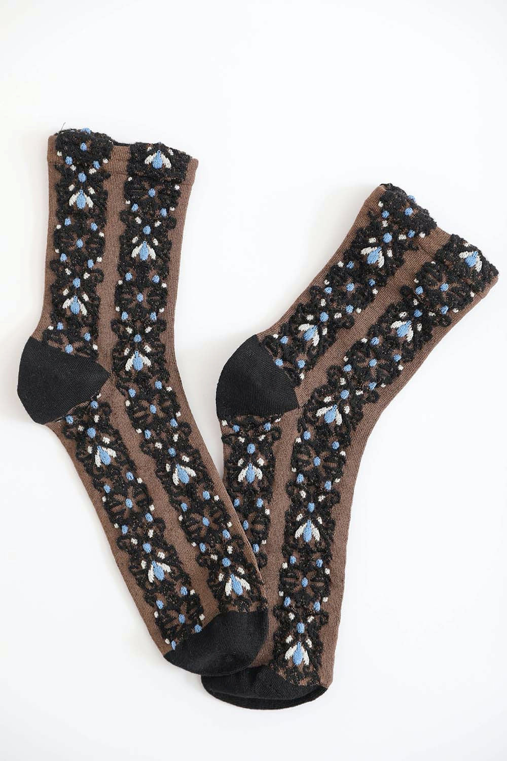 Embroidered Flower Pattern Socks - NeoKira Unlimited
