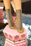 Embroidered Flower Pattern Socks Mustard