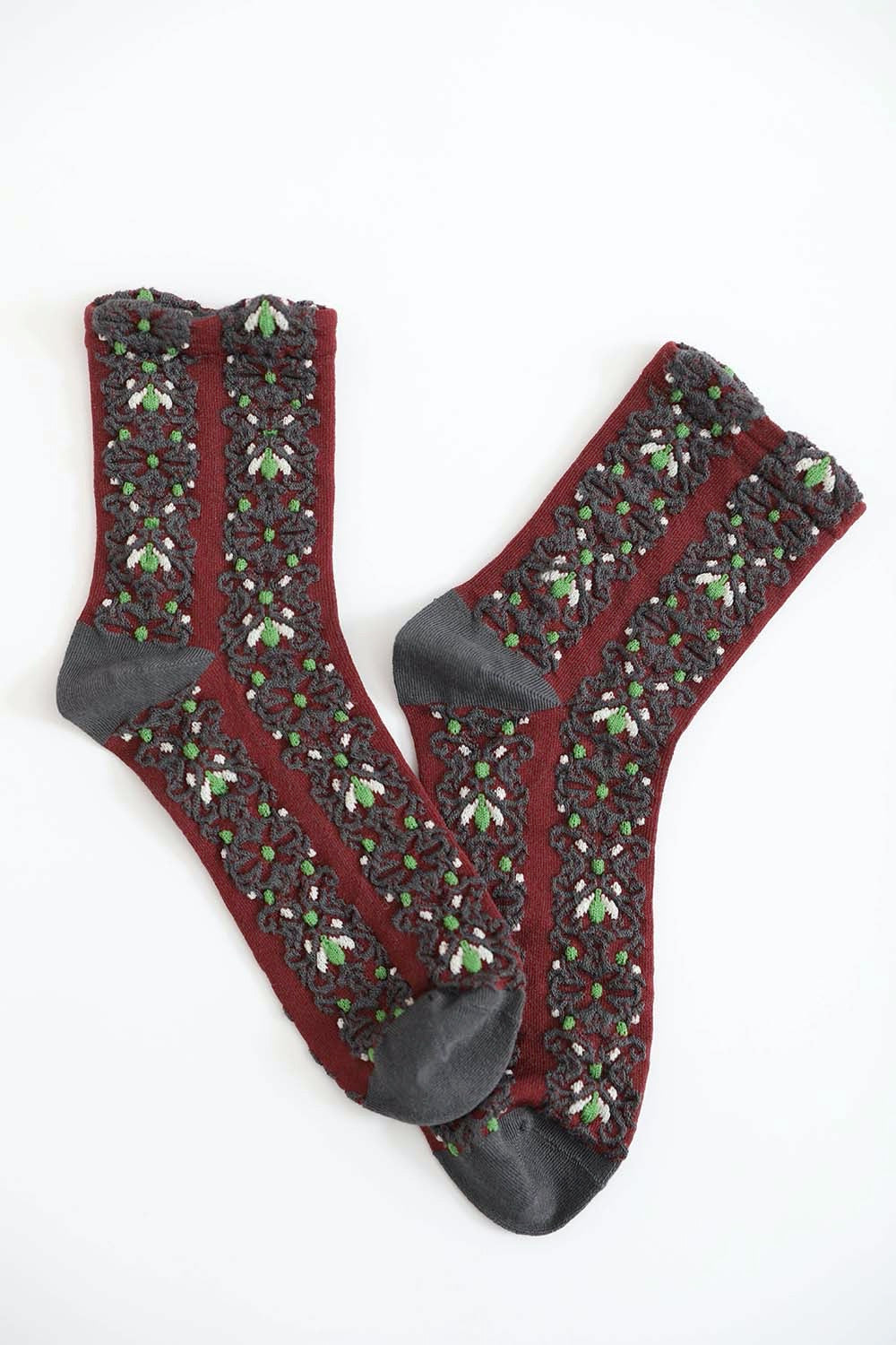 Embroidered Flower Pattern Socks - NeoKira Unlimited