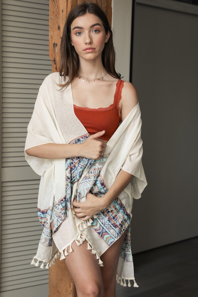 Embroidered Geometric Kimono - NeoKira Unlimited