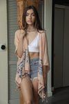 Embroidered Geometric Kimono Kimono Leto Collection Peach  