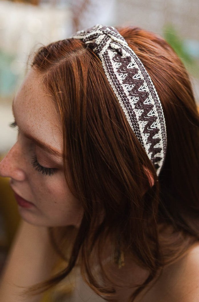Embroidered Stitch Boho Knot Headband - NeoKira Unlimited