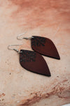 Engraved Leaf Leather Earrings Earrings Leto Collection   