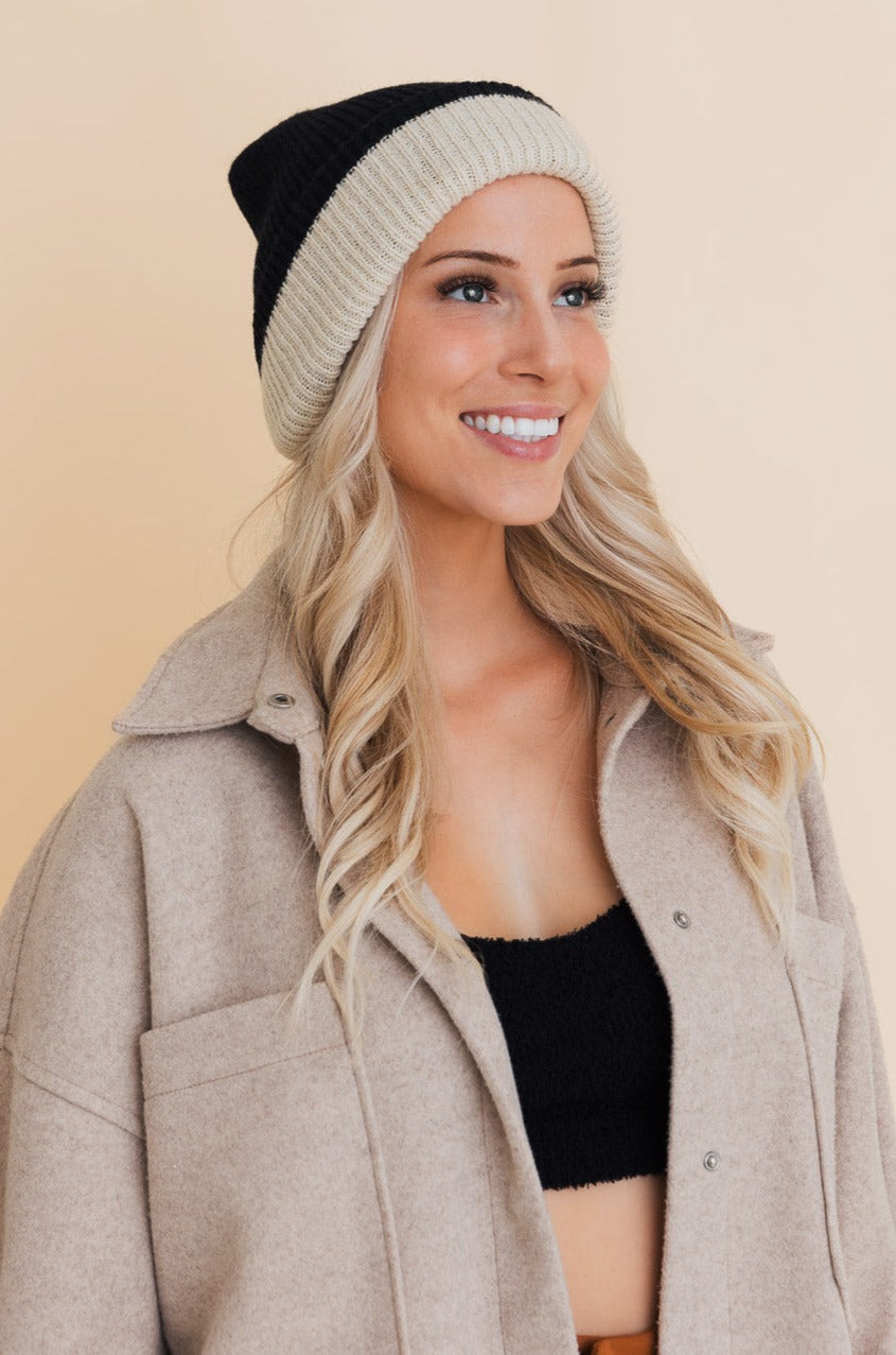 Essential Harmony Two-Tone Knit Beanie - NeoKira Unlimited