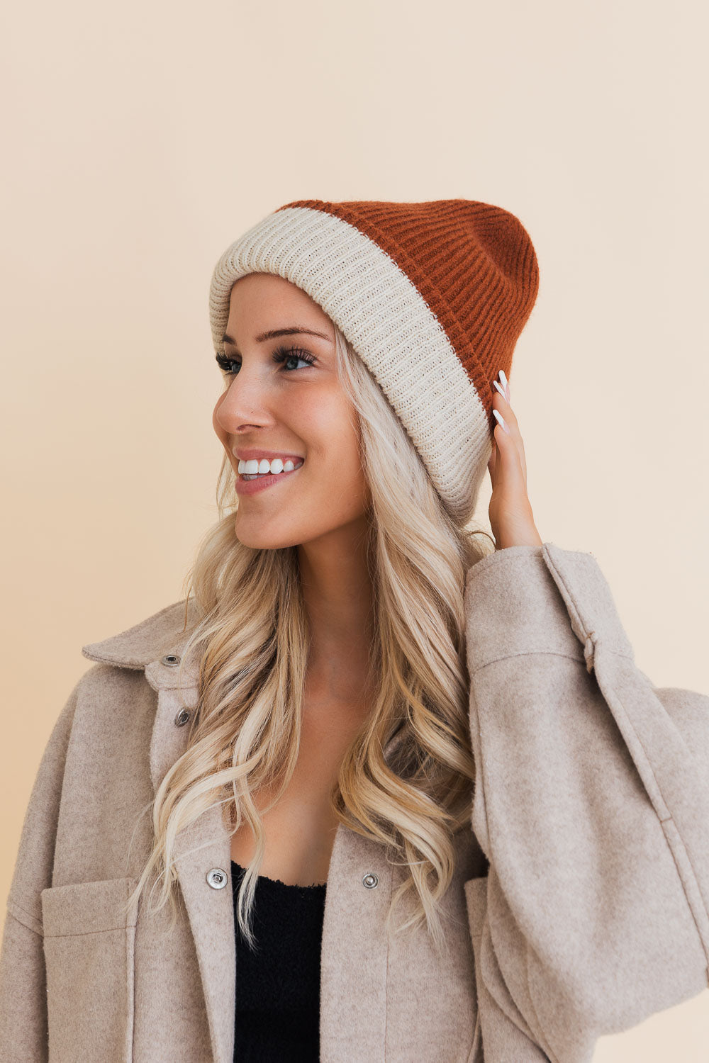 Essential Harmony Two-Tone Knit Beanie Beanies Leto Collection   