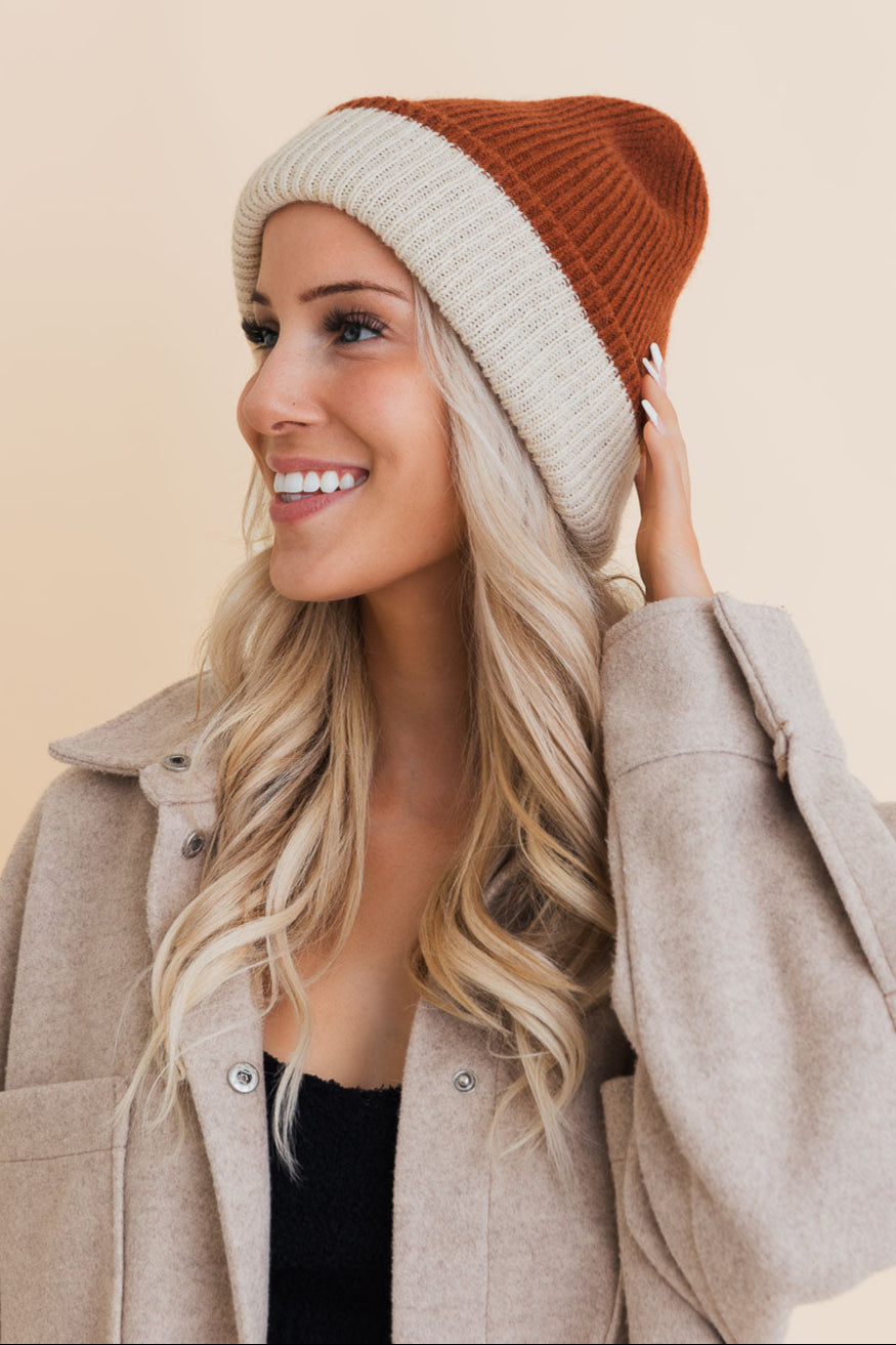 Essential Harmony Two-Tone Knit Beanie - NeoKira Unlimited