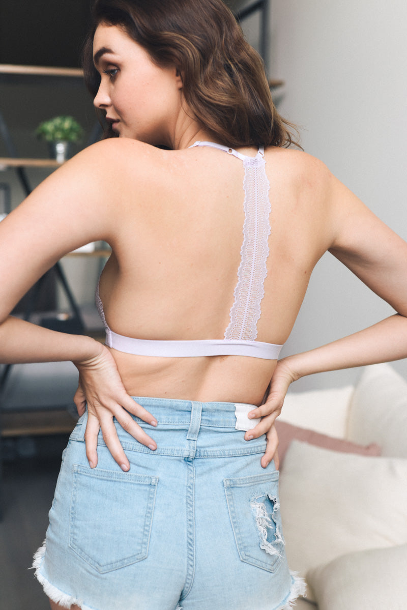 Eyelet Lace T-Back Bralette - NeoKira Unlimited