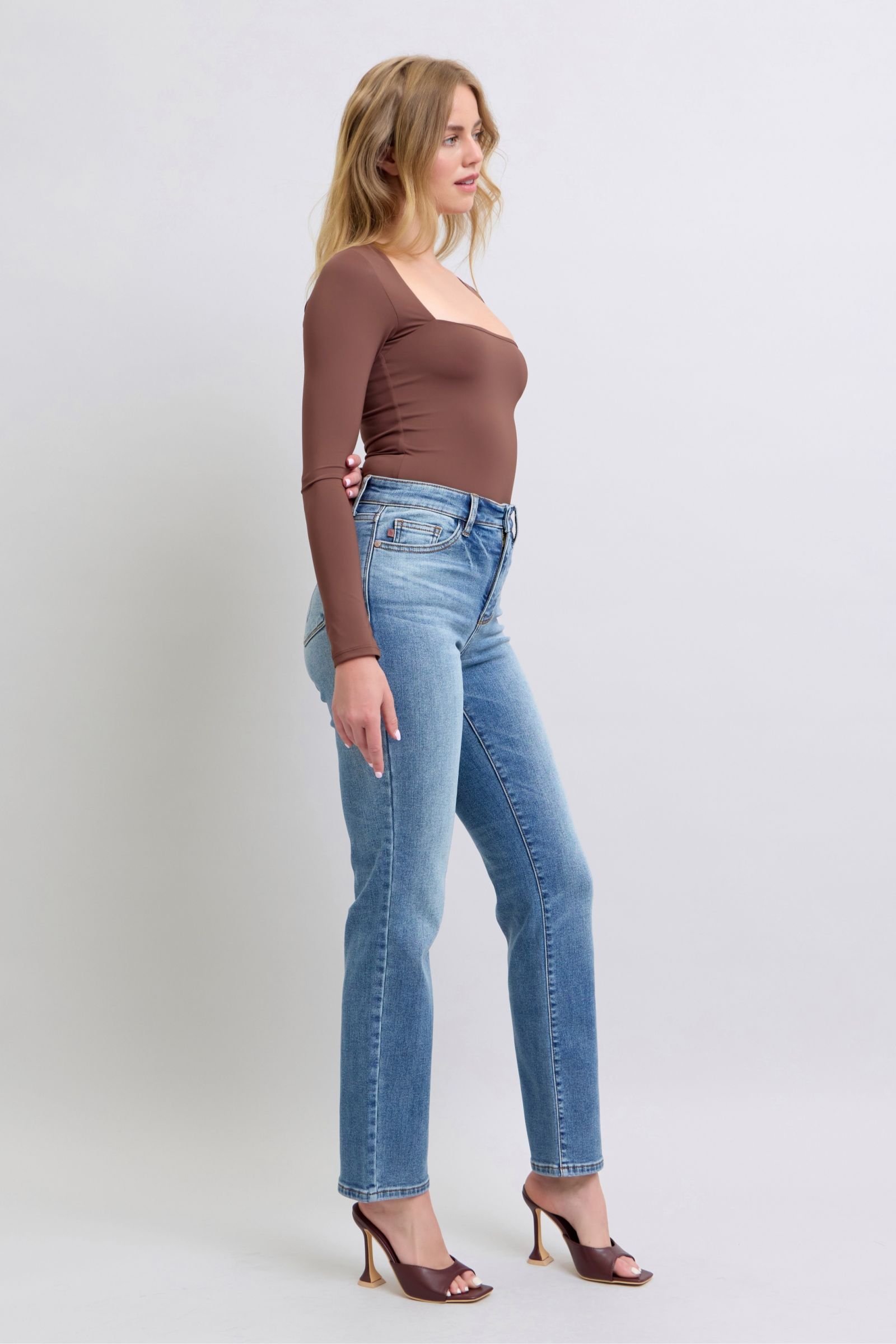Judy Blue Full Size Run Vintage Wash Thermal Straight Jeans - NeoKira Unlimited