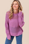 BiBi Openwork Long Sleeve Knit Top Top Trendsi Berry S 