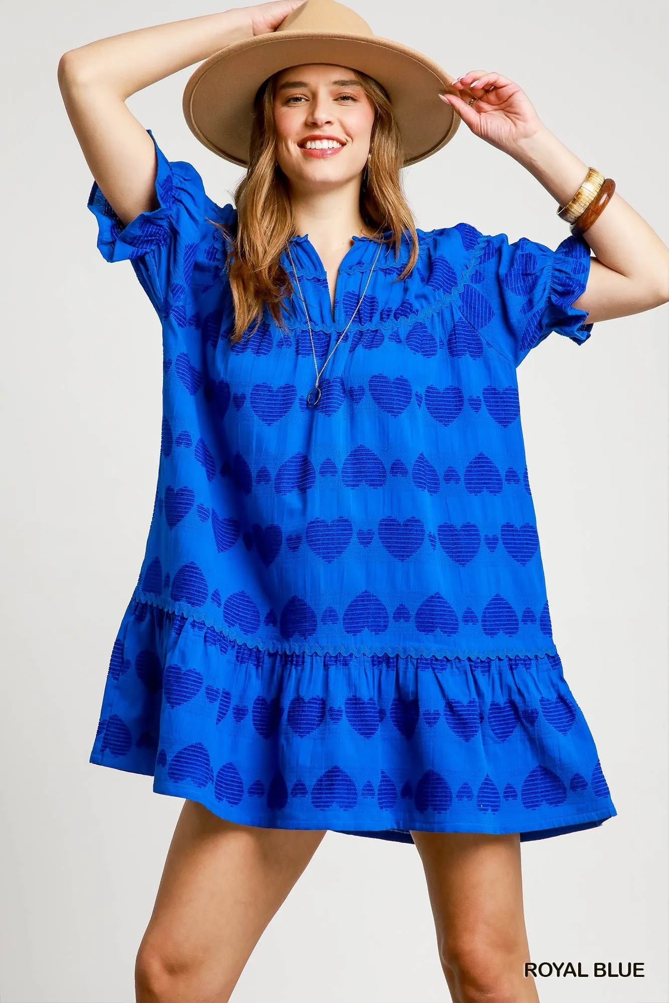 Umgee Heart Pattern Short Sleeve Babydoll Dress – Playful Sweet Style - NeoKira Unlimited