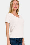 Zenana Ribbed Short Sleeve T-Shirt T-Shirt Trendsi   