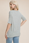 BOMBOM Striped Round Neck T-Shirt T-Shirt Trendsi   