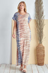 Jade By Jane Animal Print and Tie Dye Short Sleeve Maxi Dress With Side Slits Maxi Dress Jade By Jane BLUE S 