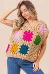 BiBi Granny Square Openwork Sweater Vest Sweater Vest Trendsi   