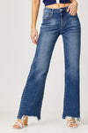 Risen Full Size High Rise Frayed Hem Wide Leg Jeans Jeans Trendsi   