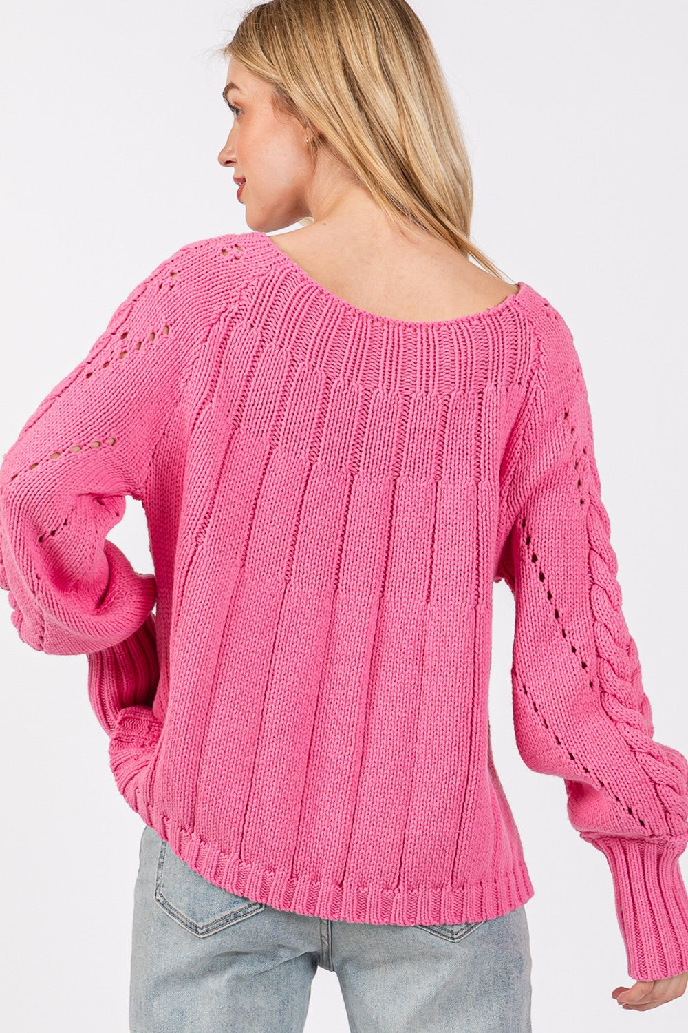 SAGE + FIG Cable-Knit Long Sleeve Sweater - NeoKira Unlimited