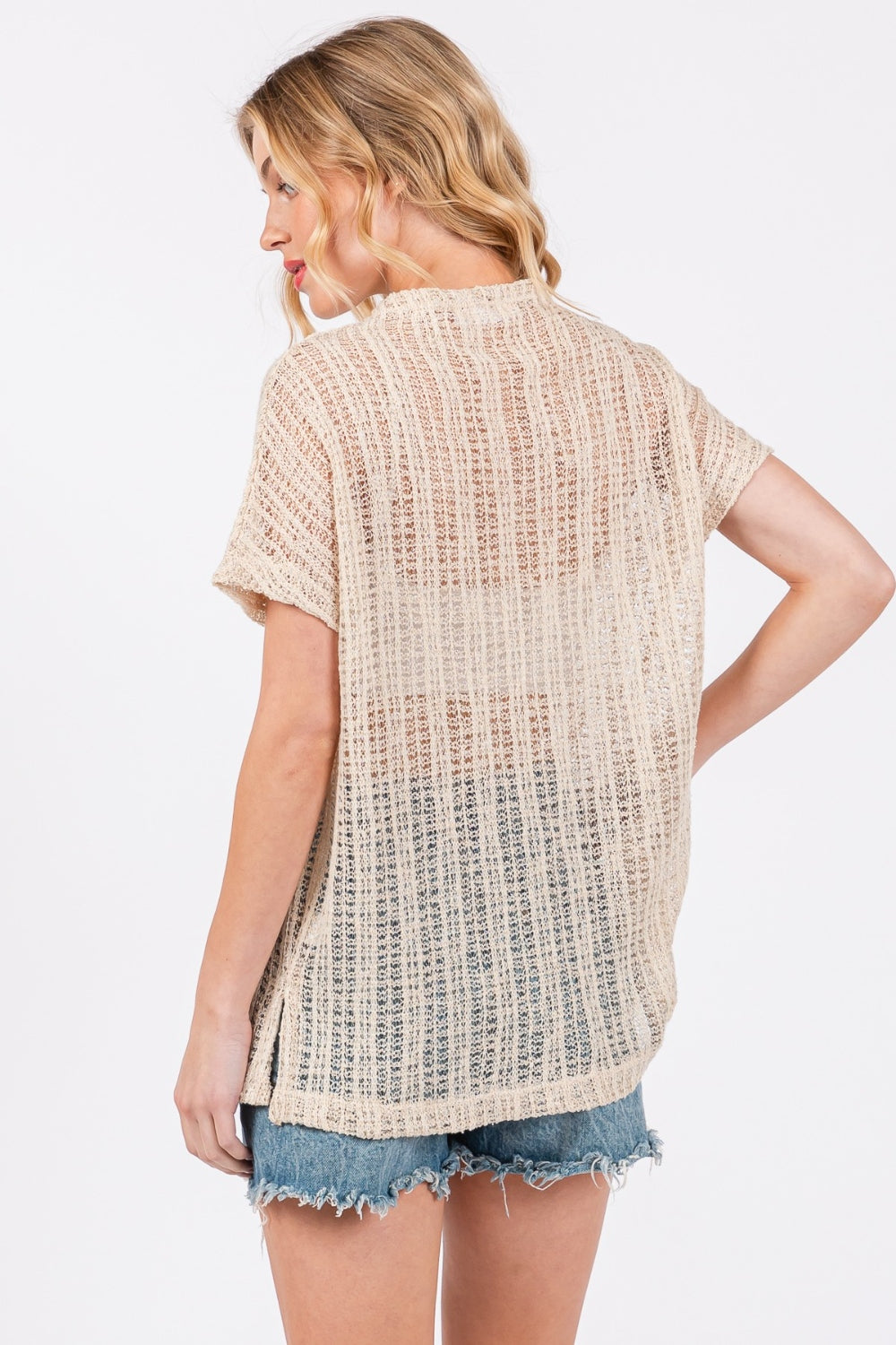Ces Femme See Through Crochet Mock Neck Cover Up - NeoKira Unlimited