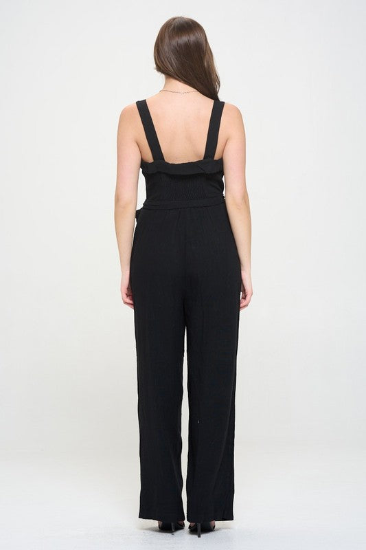 Jade By Jane Sleeveless Adjustable Strap Button Down Jumpsuit  Jumpsuits Jade By Jane   