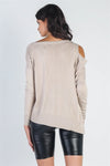 UNIQ Cold Shoulder Long Sleeve Knit Top Top Trendsi   