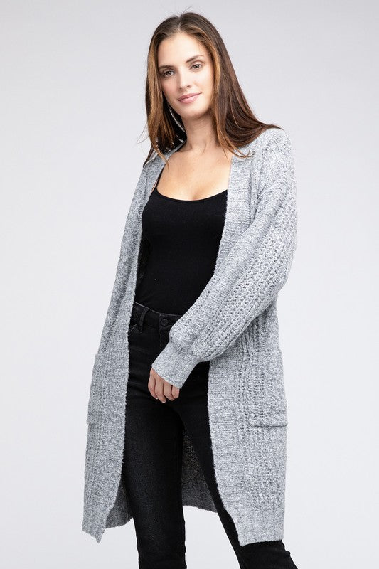 BiBi Twist Knitted Open Front Cardigan With Pockets Cardigan BiBi   