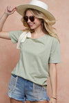 BiBi Tied Ribbon One Shoulder Short Sleeve T-Shirt T-Shirt Trendsi   