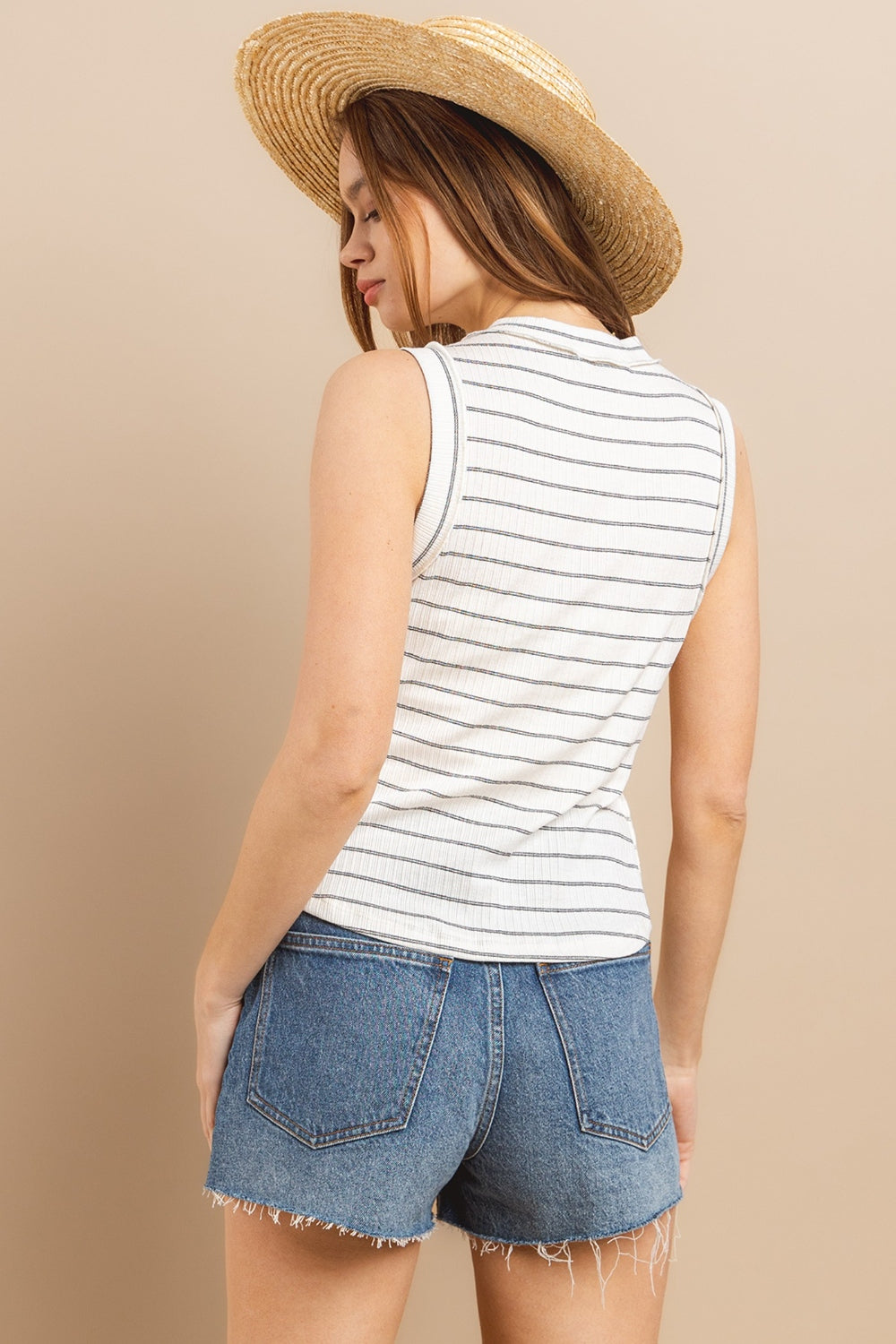 Ces Femme Striped Round Neck Tank - NeoKira Unlimited