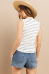 Ces Femme Striped Round Neck Tank Tank Top Trendsi   