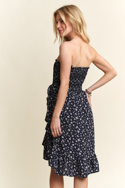 ADORA Smocked Floral Tube Dress with Pockets - NeoKira Unlimited