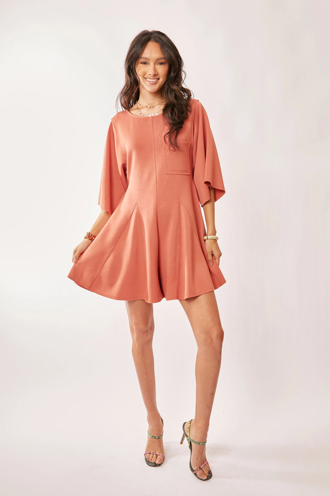 Davi & Dani Solid Draped Sleeve Ties Back Skort Romper - NeoKira Unlimited