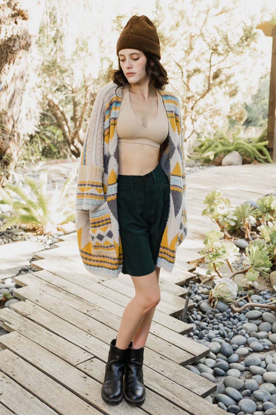 Faux Hair Aztec Pocket Ruana - NeoKira Unlimited